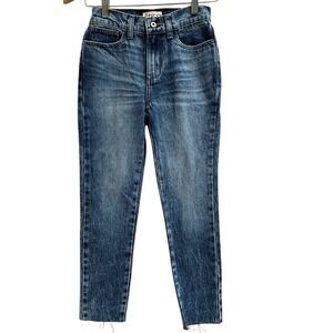 Etica Altin Cropped Raw Hem Straight Leg Jeans Distressed Size XS or‎ 1 NEW